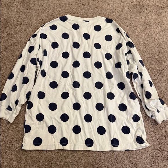 Vintage Bongo Shirt Women size Large Navy PolkaDot Cotton Casual Long Sleeve - Picture 8 of 16